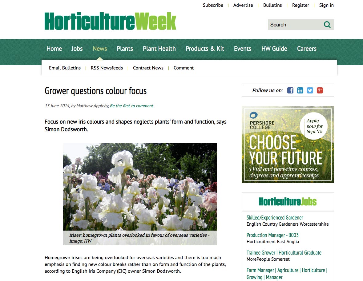 Horticulture Week English Iris Company 2014